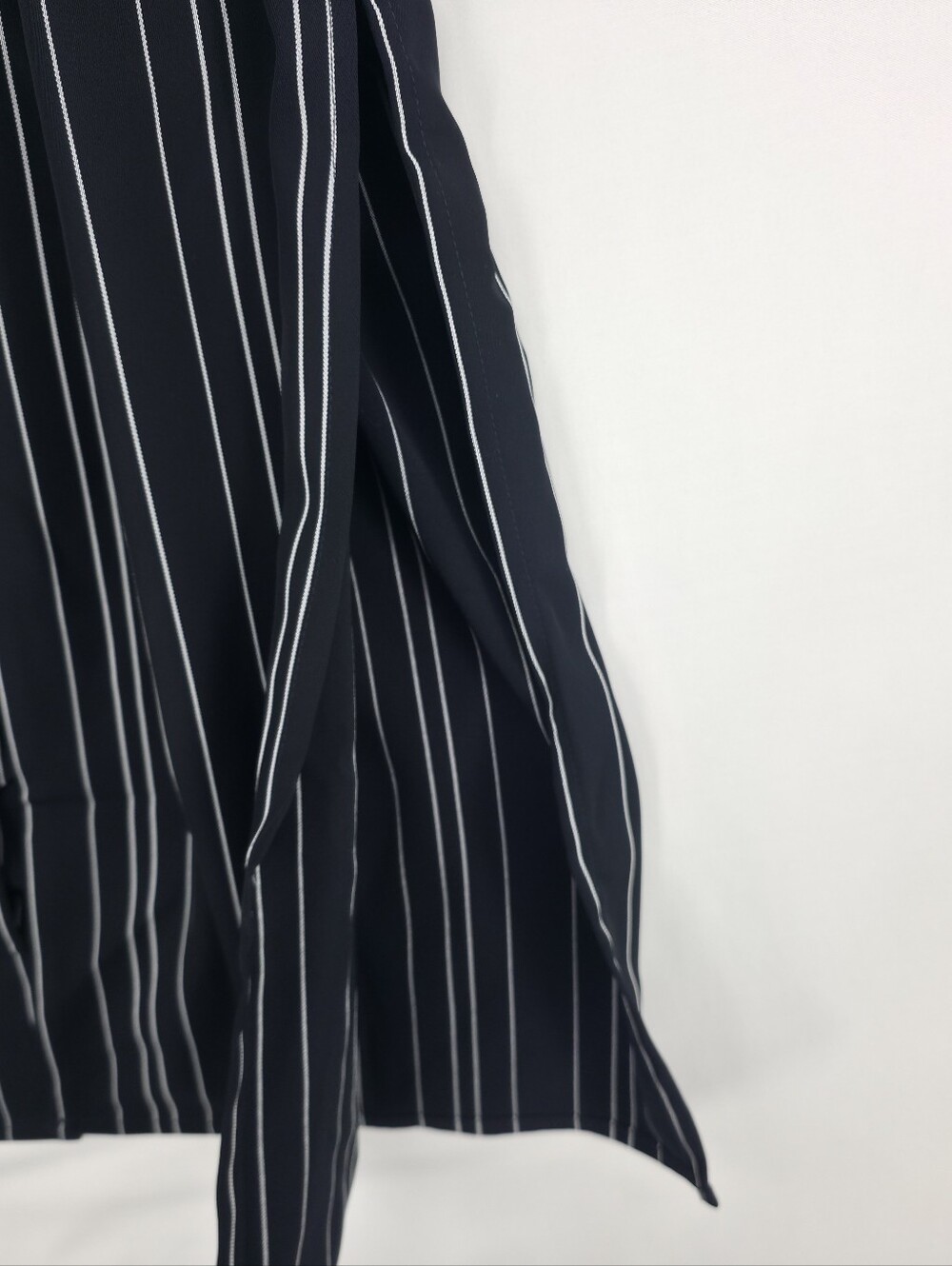 Zara Navy Stripe Duster Cardigan Side Slit Tie Waist Minimalist Coastal Small - Picture 7 of 15